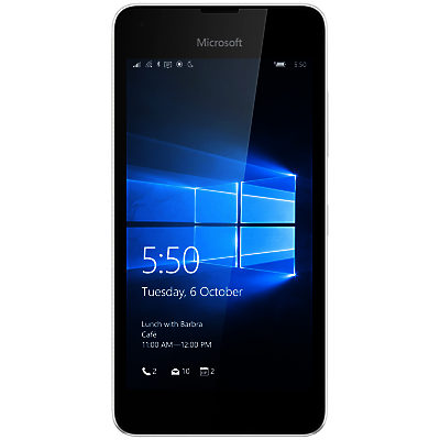 Microsoft Lumia 650 Smartphone, Windows Mobile, 5.0, 4G LTE, Sim Free, 16GB White